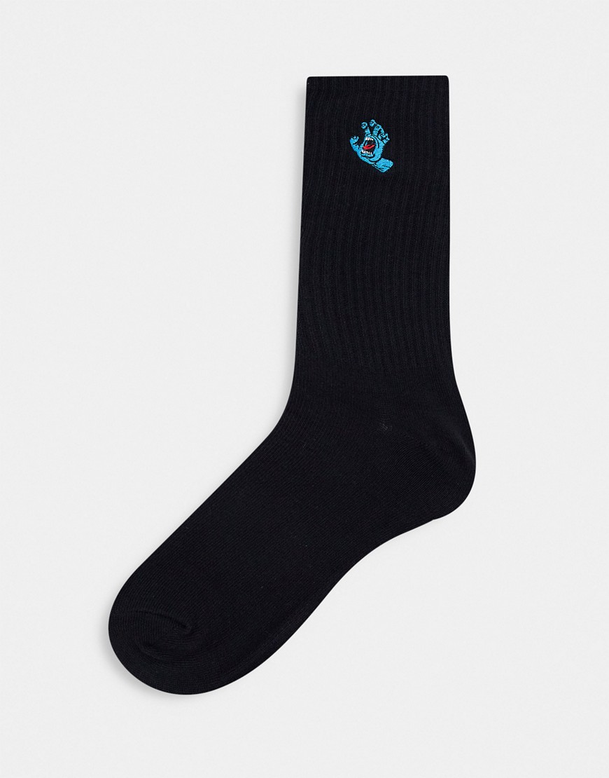 фото Черные носки с вышивкой кричащей руки santa cruz-черный цвет