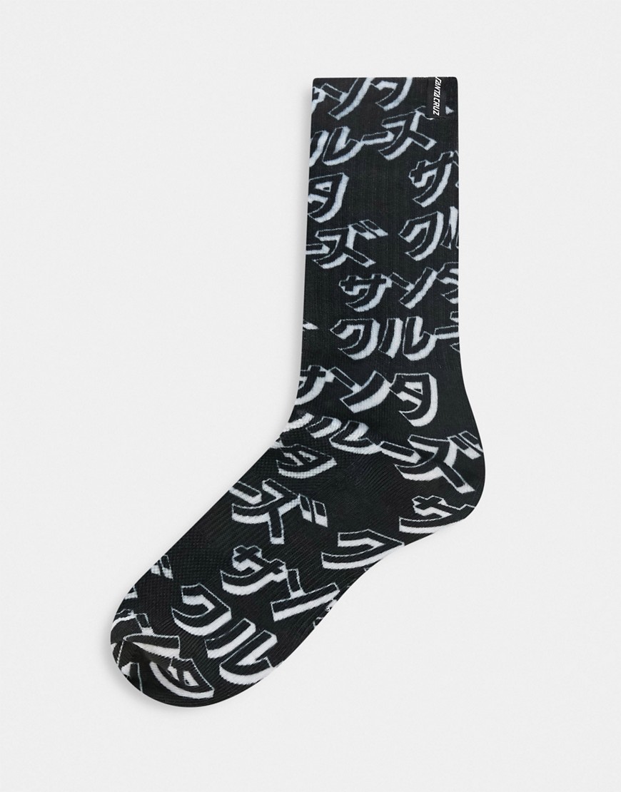 фото Черные носки с японским принтом santa cruz-черный