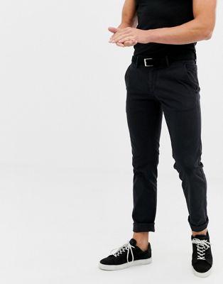 фото Черные облегающие брюки-чиносы boss schino-черный