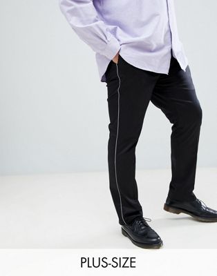 фото Черные облегающие брюки с контрастной отделкой noose & monkey plus-черный
