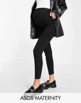 фото Черные облегающие брюки с завышенной талией asos design maternity-черный цвет asos maternity