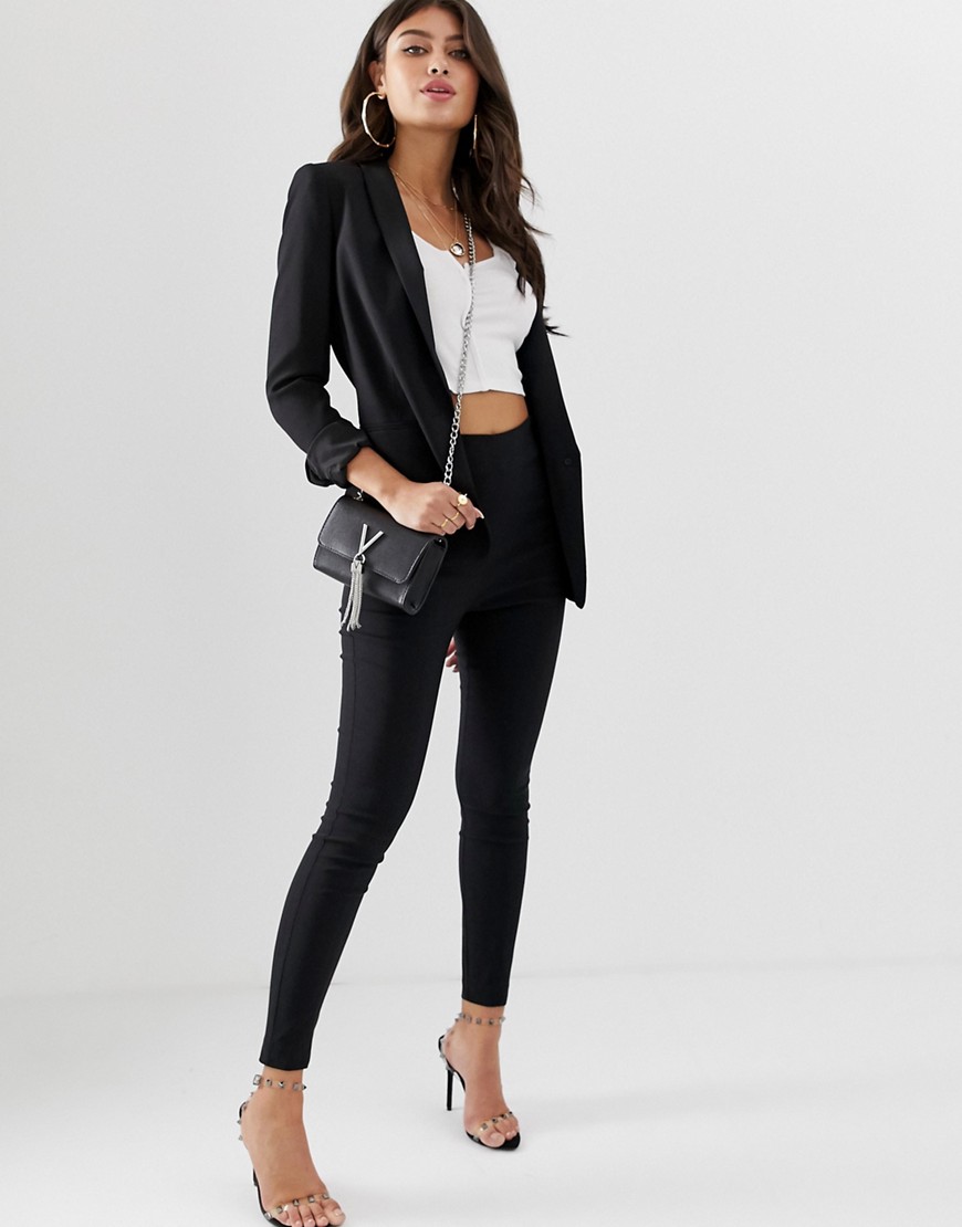 Черные облегающие брюки с завышенной талией -Черный цвет ASOS DESIGN 8270928
