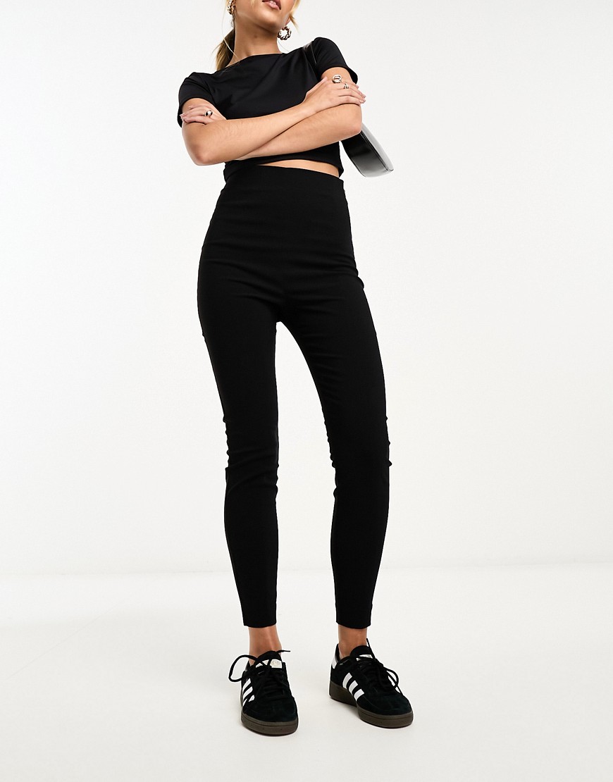 Черные облегающие брюки с завышенной талией -Черный цвет ASOS DESIGN 12165339