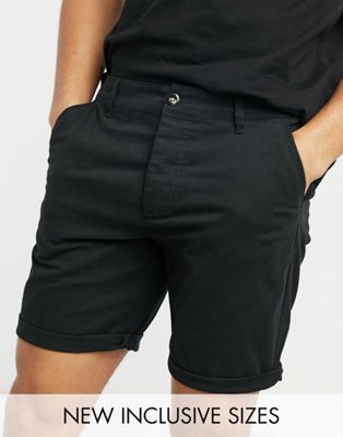 фото Черные облегающие шорты чиносы asos design-черный цвет