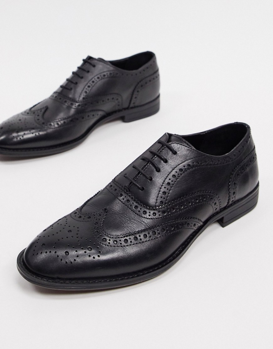 фото Черные оксфордские кожаные туфли-броги asos design-черный