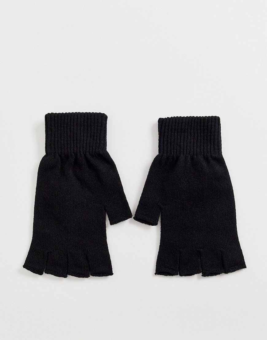 фото Черные перчатки без пальцев asos design-черный
