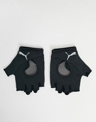 фото Черные перчатки без пальцев puma training-черный цвет
