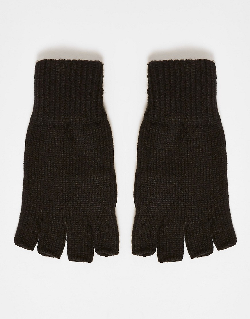 фото Черные перчатки без пальцев topman-черный цвет
