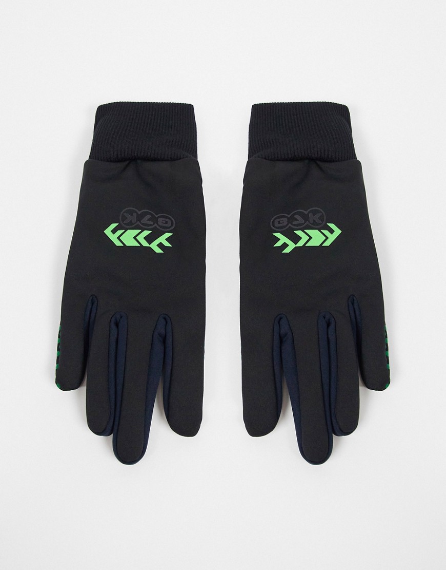 фото Черные перчатки c отделкой неонового цвета со вставками для сенсорных экранов asos design-черный цвет