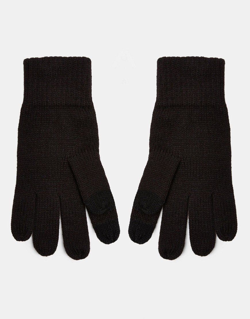 фото Черные перчатки для сенсорных экранов topman-черный цвет