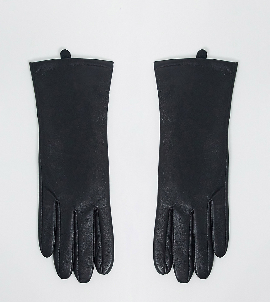 фото Черные перчатки из искусственной кожи с накладками для сенсорных экранов my accessories london-черный