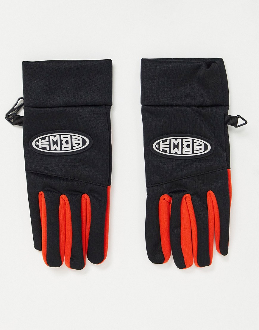 фото Черные перчатки с контрастной оранжевой стороной grimey-черный цвет