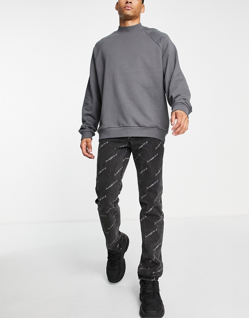 Черные прямые джинсы от комплекта со сплошным принтом "Motorsport" -Черный цвет Liquor N Poker 111173885