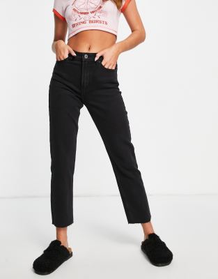 Черные джинсы  Asos Черные прямые джинсы с необработанными краями Only Emily-Черный