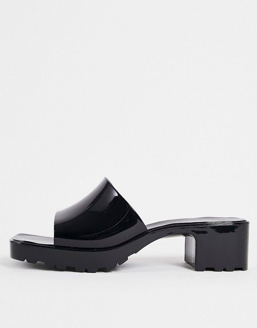 фото Черные резиновые мюли на каблуках asos design-черный