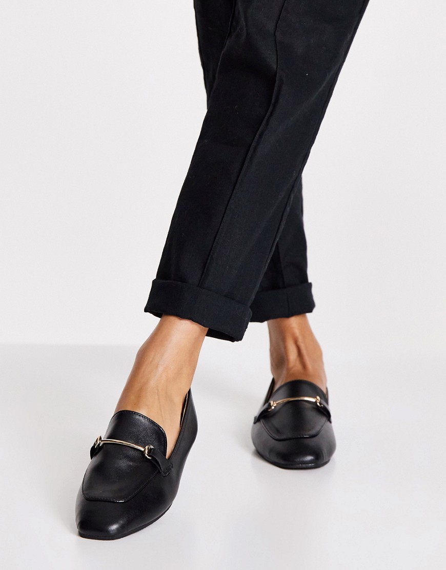 Черные с золотистой отделкой туфли на плоской подошве с мягким квадратным носком Vella-Черный цвет Raid 12036421