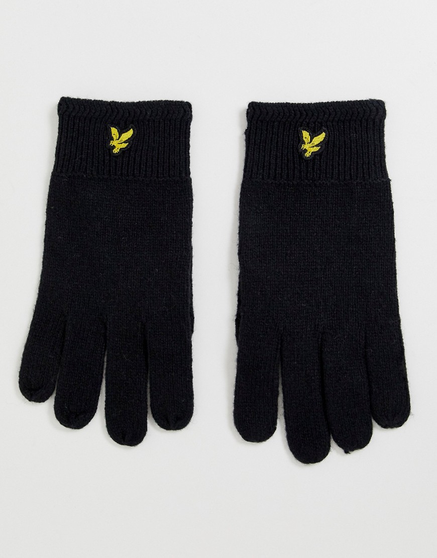 фото Черные шерстяные перчатки в рубчик lyle & scott-черный