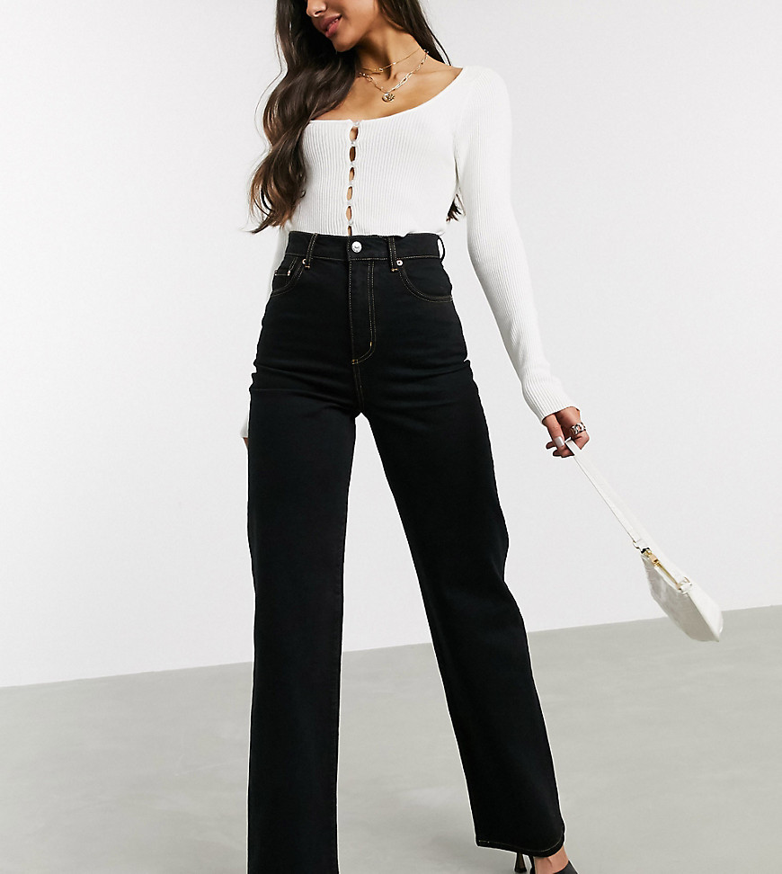 фото Черные широкие джинсы с завышенной талией asos design tall-черный asos tall