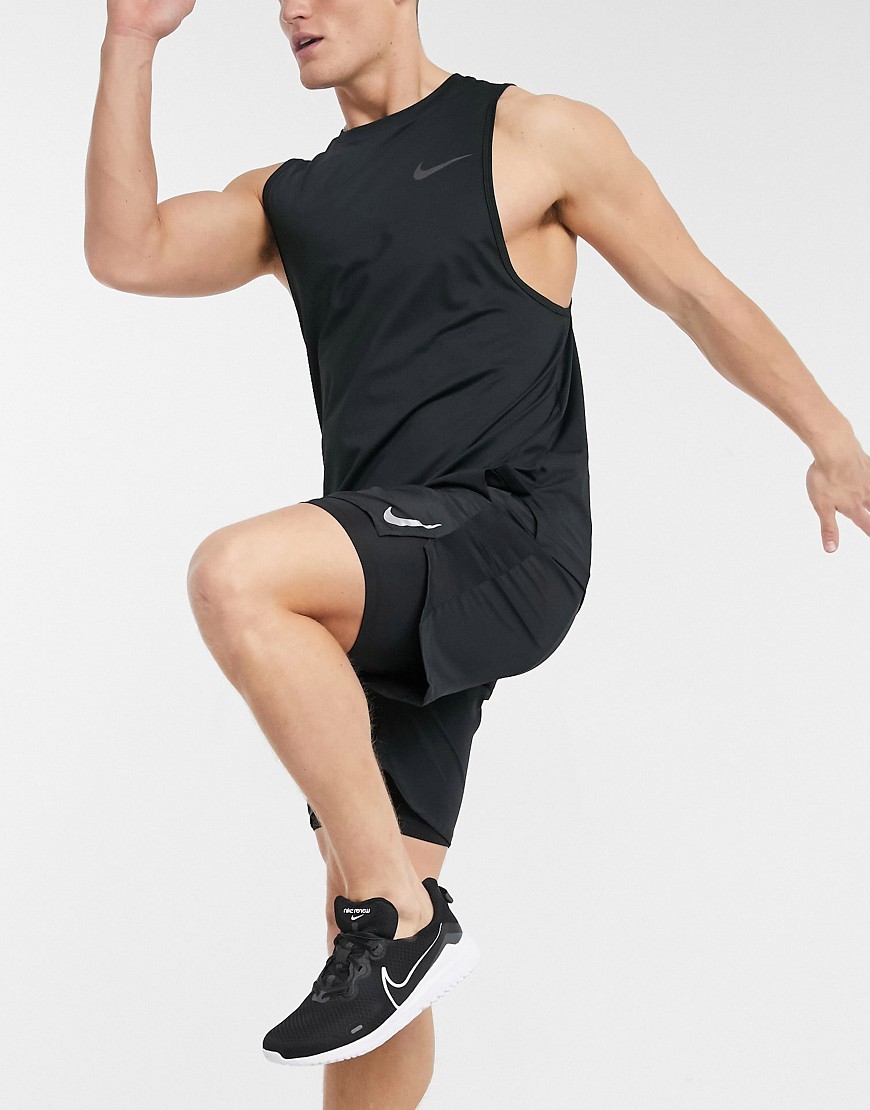 фото Черные шорты 2 в 1 длиной 7 дюймов nike running challenger-черный