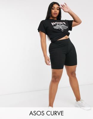 фото Черные шорты-леггинсы в рубчик asos design curve-черный цвет asos curve