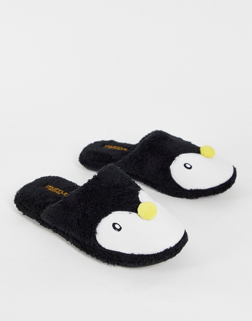 фото Черные слиперы-мюли в виде пингвинов truffle collection-черный цвет