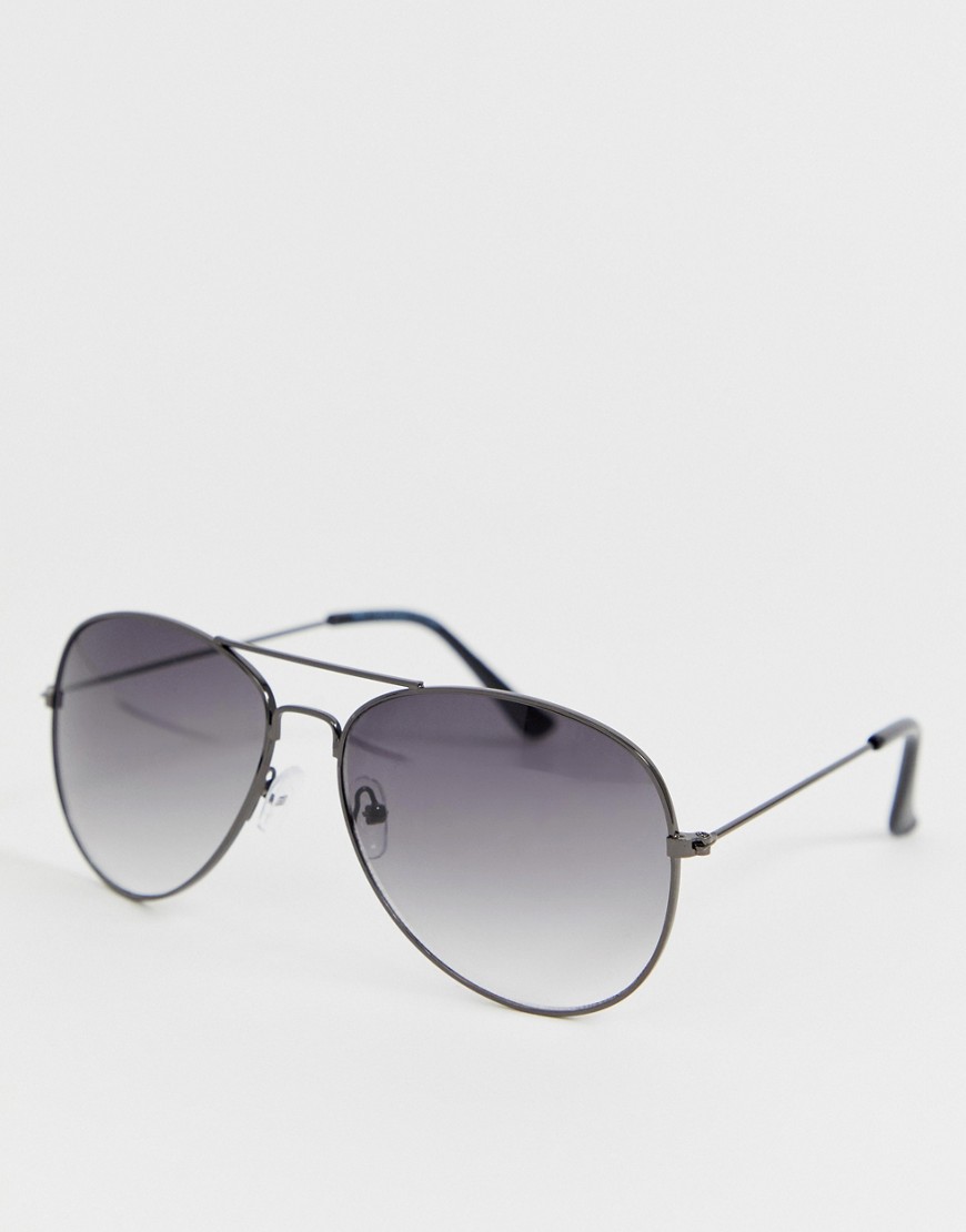 фото Черные солнцезащитные очки-авиаторы new look-серебряный