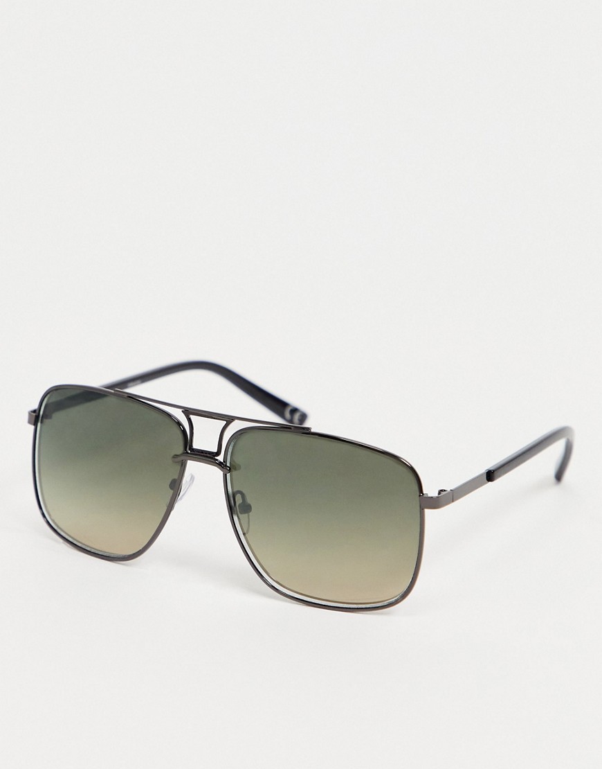 фото Черные солнцезащитные очки-авиаторы с дымчатыми линзами asos design-черный цвет