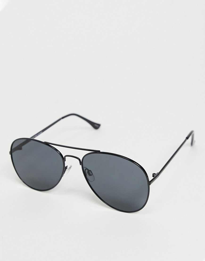 фото Черные солнцезащитные очки-авиаторы с надбровной планкой selected homme-синий