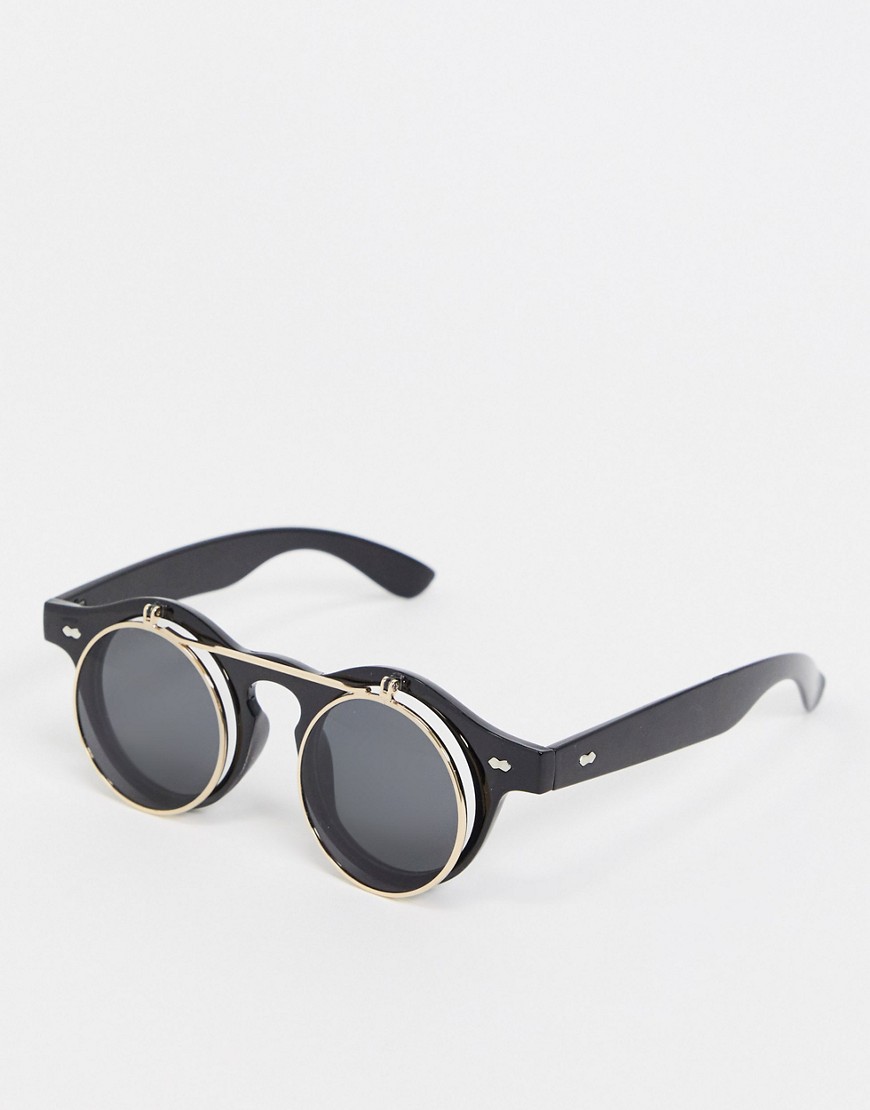 фото Черные солнцезащитные очки с откидной функцией vintage supply-черный
