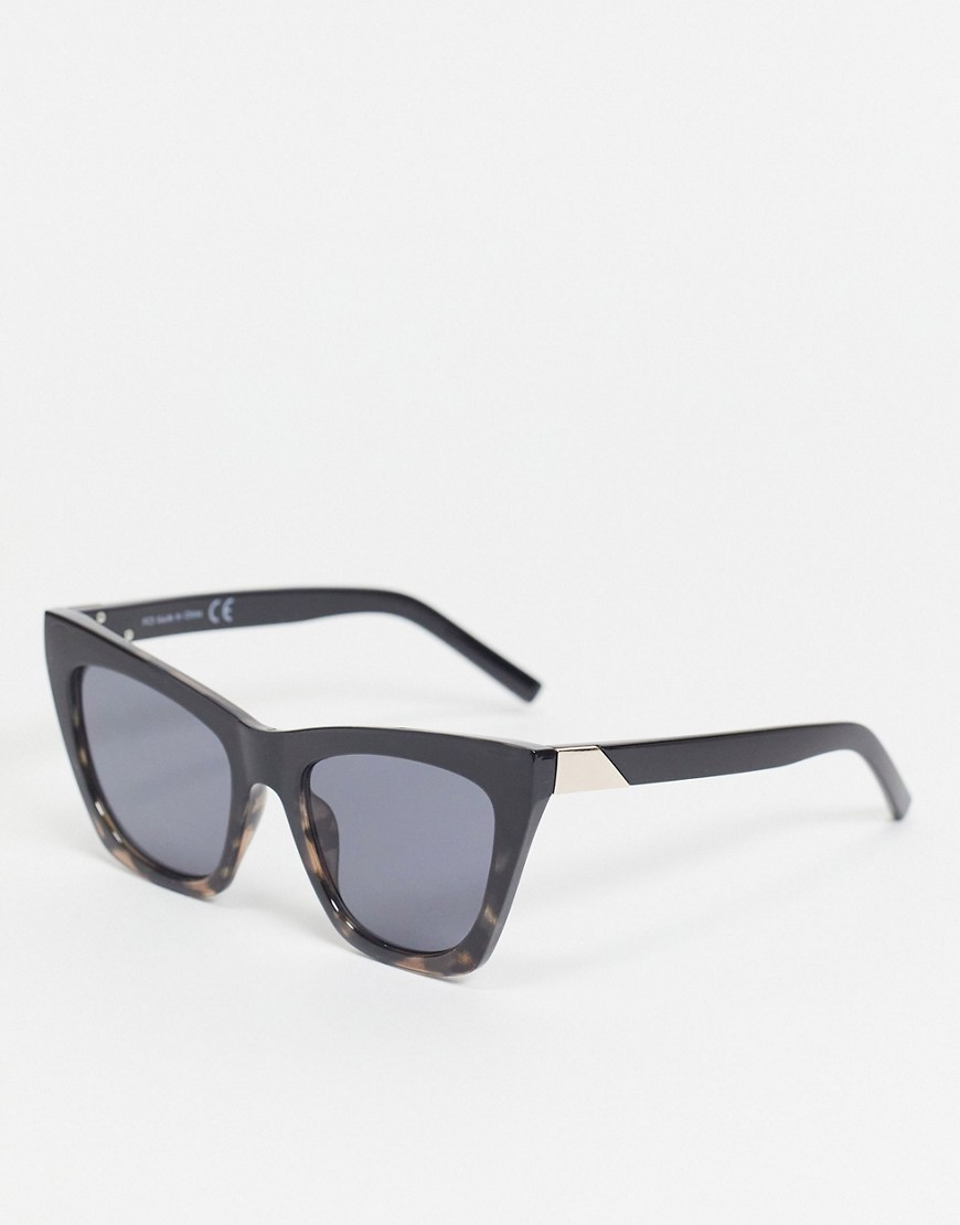 фото Черные солнцезащитные очки в крупной оправе "кошачий глаз" с черными линзами topshop-многоцветный