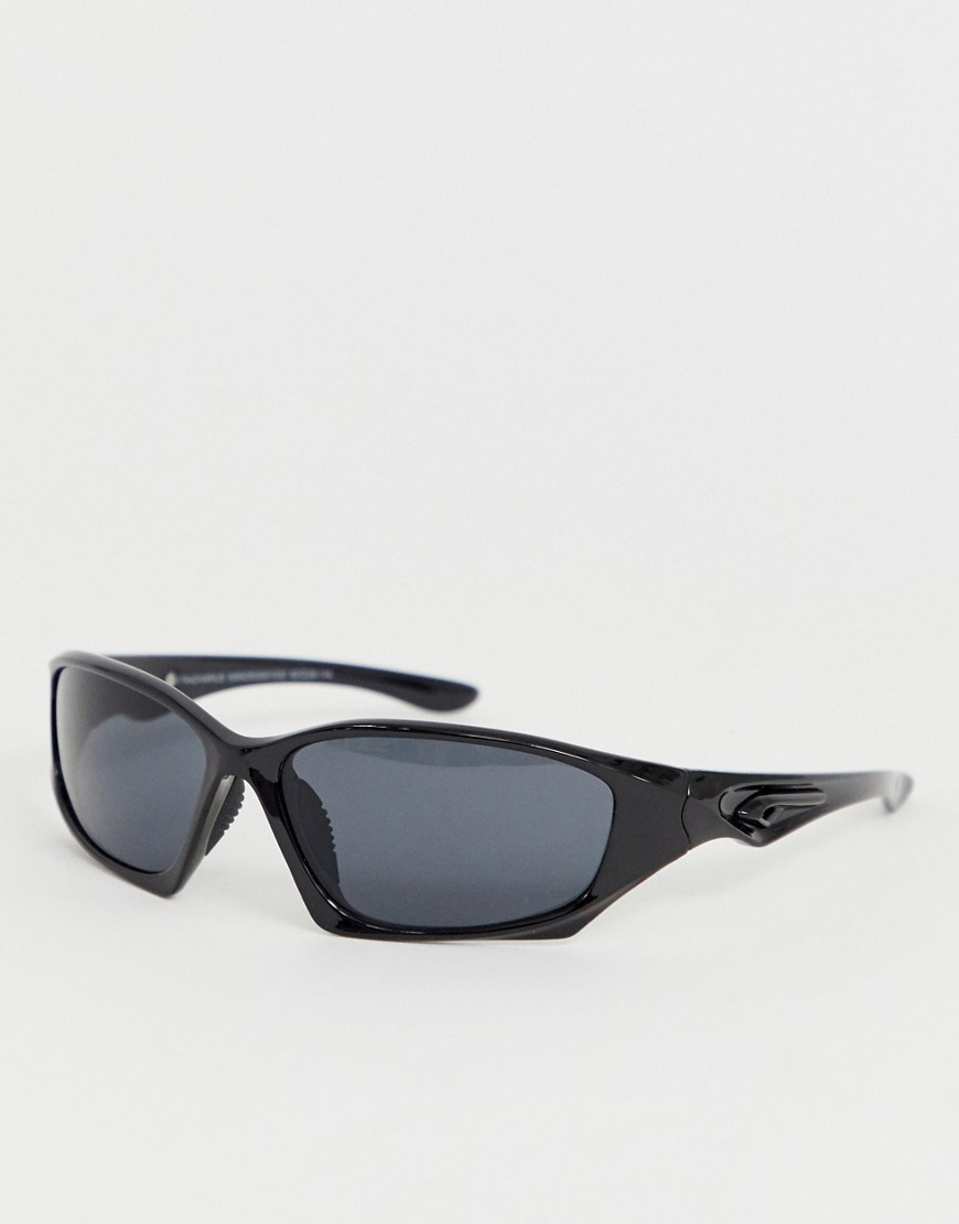 фото Черные солнцезащитные очки в спортивном стиле stradivarius-черный
