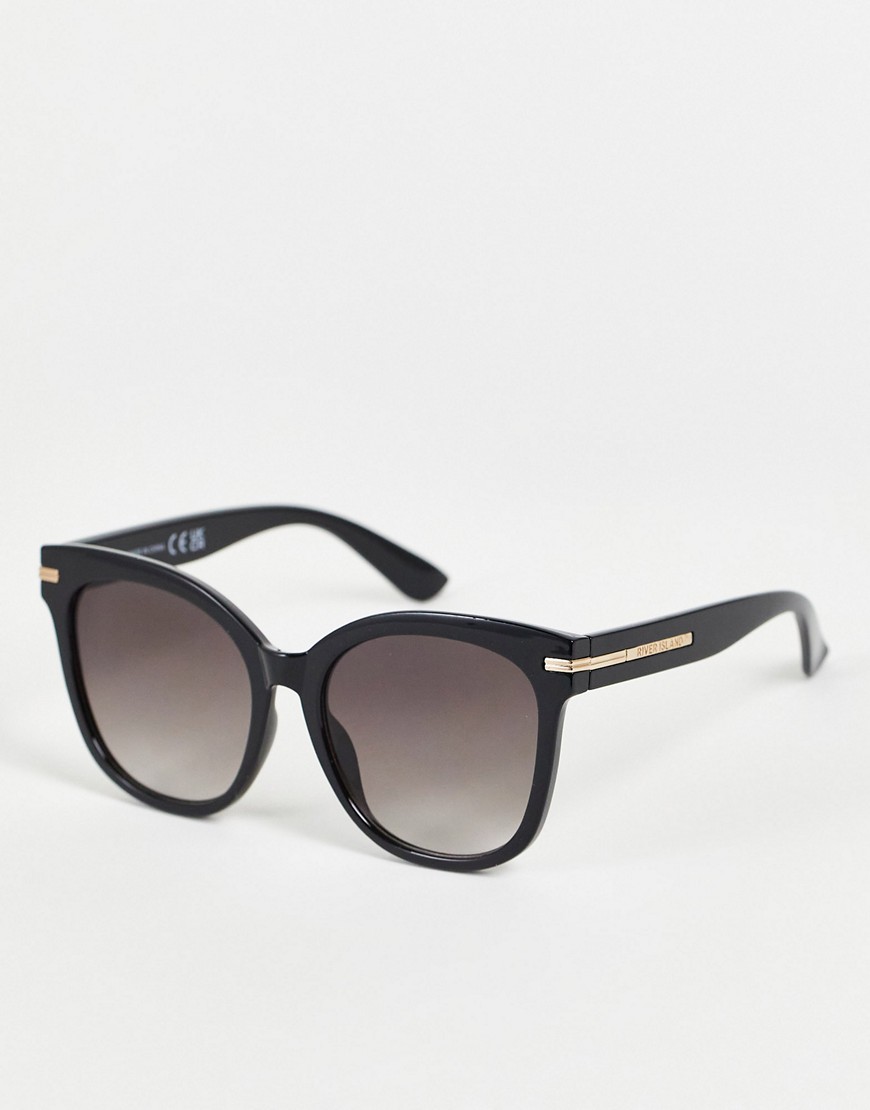 фото Черные солнцезащитные очки в стиле ретро river island-черный
