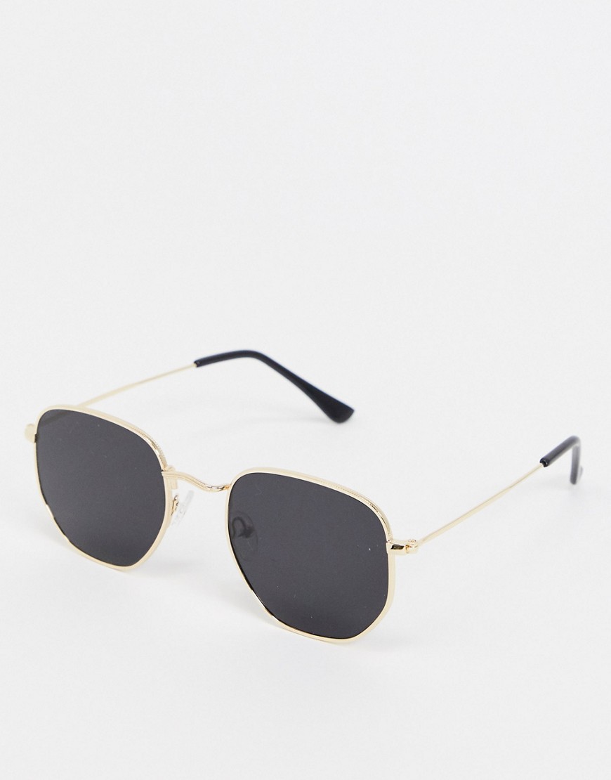 фото Черные солнцезащитные очки в узкой золотистой оправе vintage supply-черный
