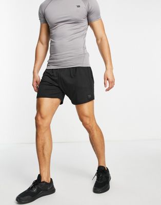 фото Черные спортивные шорты средней длины threadbare active-черный threadbare fitness