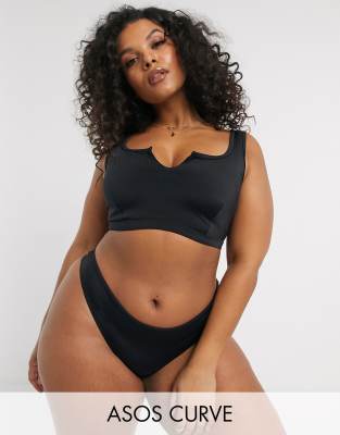 Черные стринги бикини от комплекта ASOS DESIGN curve recycled-Черный цвет