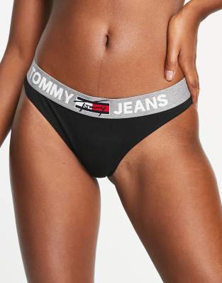 Черные стринги из органического хлопка с логотипом Tommy Jeans-Черный