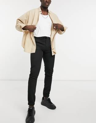 Брюки и чиносы Черные строгие зауженные джоггеры ASOS DESIGN-Черный цвет