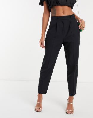 Рабочие брюки Черные суженные книзу строгие брюки ASOS DESIGN Petite-Черный