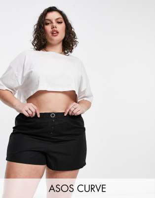 Черные тканые шорты-боксеры для дома ASOS Weekend Collective Curve-Черный цвет