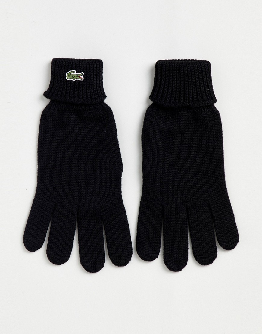 фото Черные трикотажные перчатки с логотипом lacoste-черный