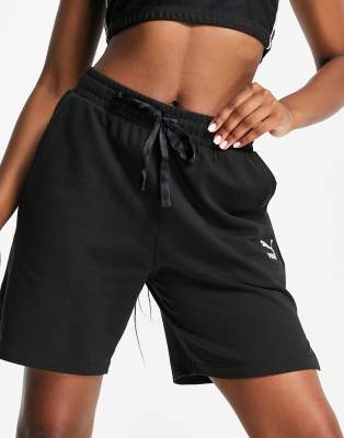   Asos Черные трикотажные шорты с завышенной талией Puma-Черный цвет