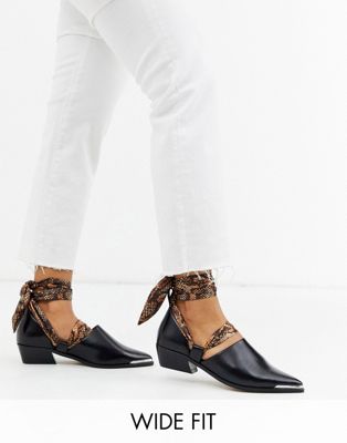 фото Черные туфли для широкой стопы со сменными шнурками asos design-черный
