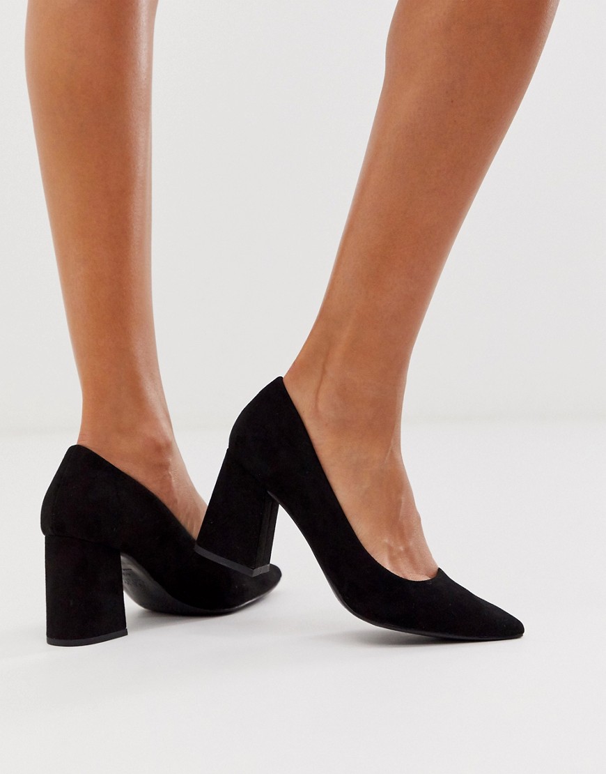 фото Черные туфли из искусственной замши на каблуке new look-черный