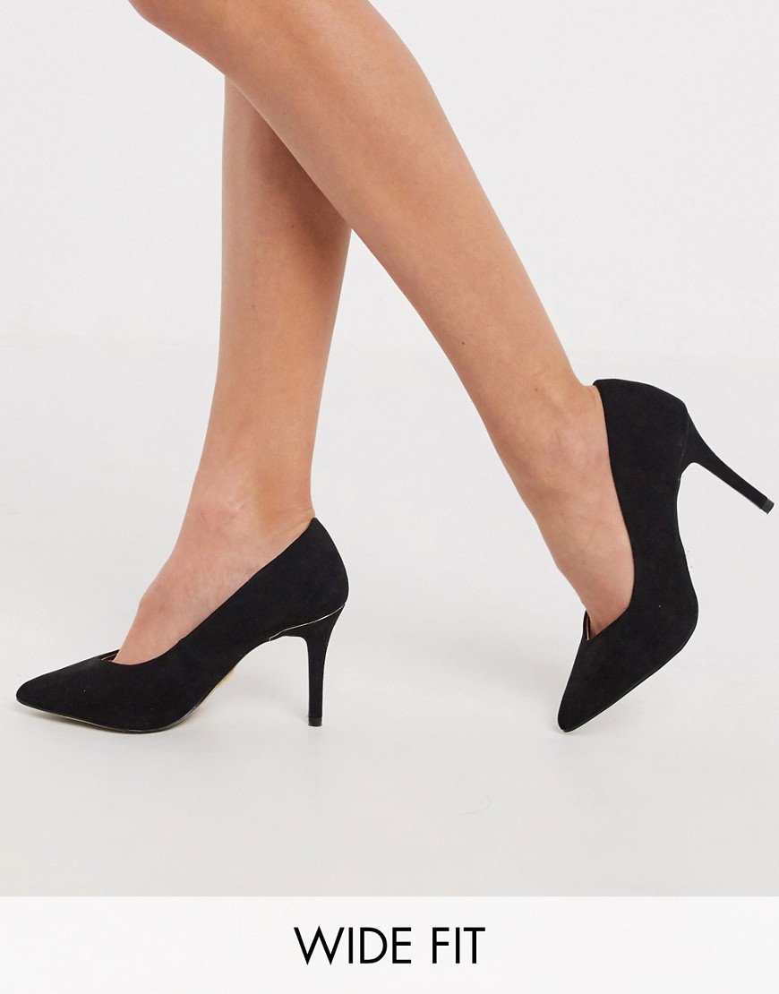 фото Черные туфли-лодочки для широкой стопы на среднем каблуке lipsy-черный