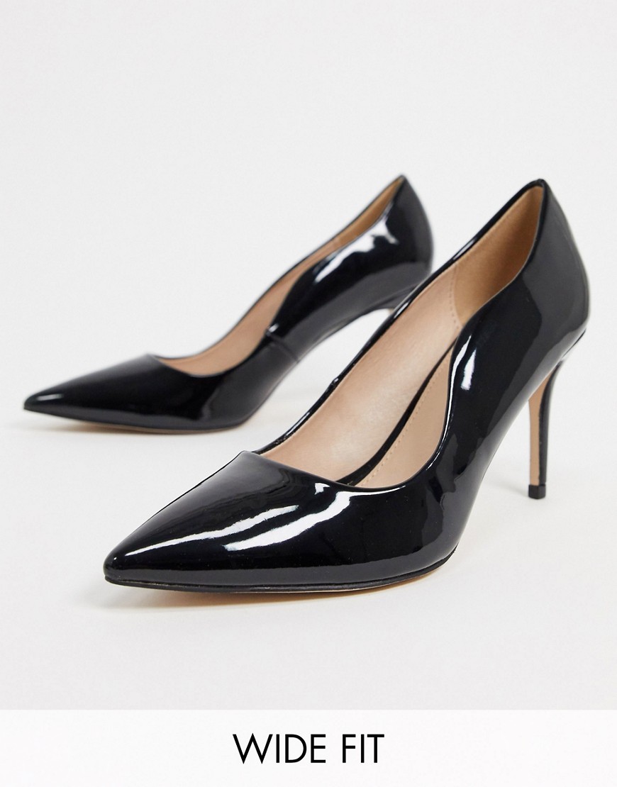 фото Черные туфли-лодочки на каблуке для широкой стопы miss kg-черный цвет