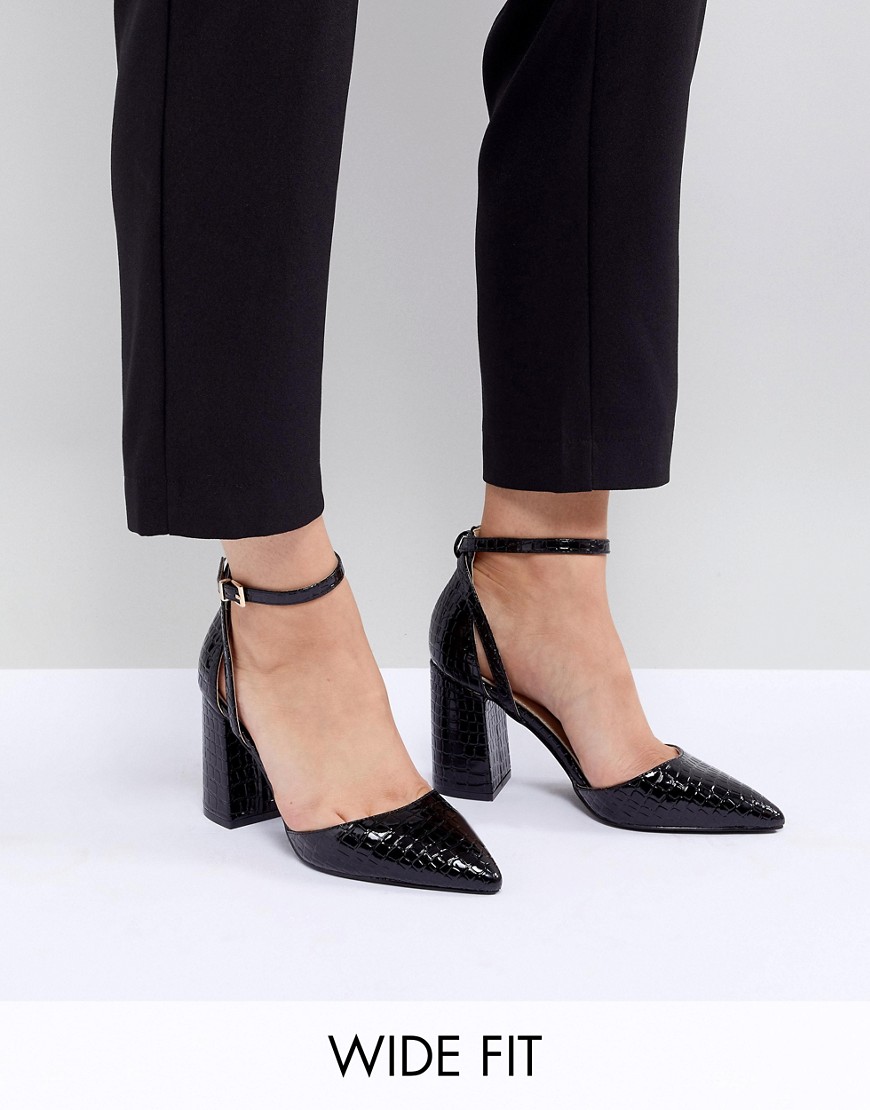 фото Черные туфли на блочном каблуке с эффектом крокодиловой кожи raid katy-черный raid wide fit