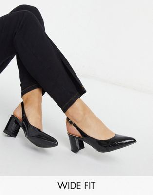 фото Черные туфли на каблуке из искусственной кожи под крокодила raid wide fit rubina-черный цвет