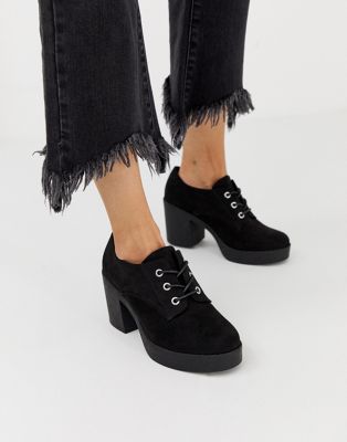 фото Черные туфли на каблуке со шнуровкой asos design sheldon-черный