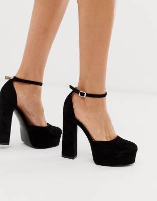 фото Черные туфли на платформе и блочном каблуке steve madden-черный