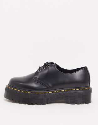 Черные туфли на платформе с 3 парами люверсов Dr Martens 1461